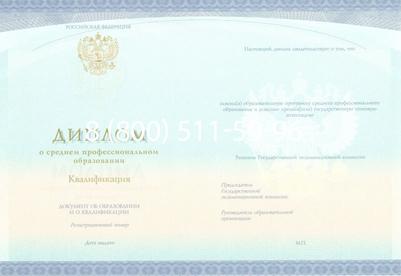 Купить Диплом колледжа (Спецбланк) 2014-2026 года в Уфе